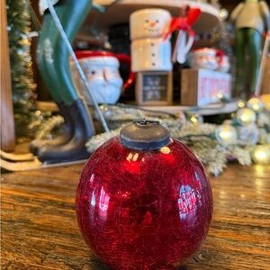 Pottery Barn Ball Ornament Glass Kugel Style Mercury Christmas Crackle Retired